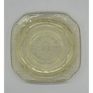 Vintage Amber Federal Glass Madrid Square 6” Footed Bread/Dessert Plate